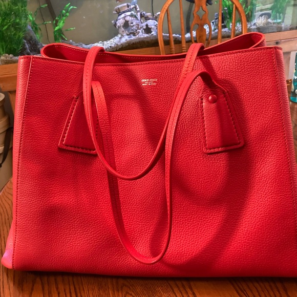 Giorgio Armani Handbags - Rare Giorgio Armani Red Pebbled Leather Tote Le Sac 11
